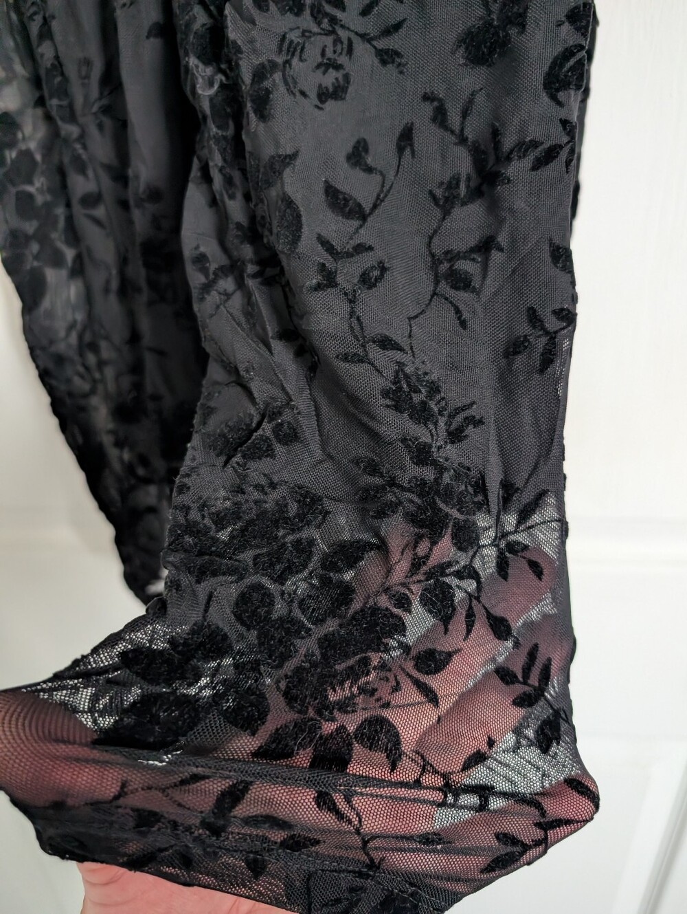Black Floral Burnout Sheer Leggings